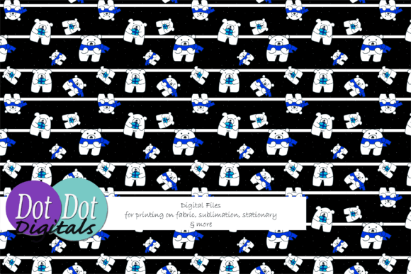 Beary Cute Polar Bears on Black W stripe