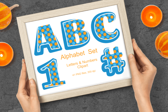 Blue Polka Dots Alphabet PNG Clipart Set