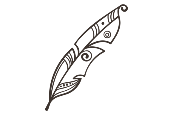 Boho Quill. Hand Drawn Feather Decorativ