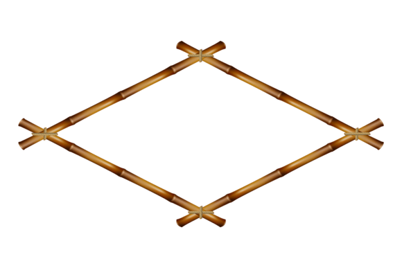 Brown Bamboo Stick Border. Rhombus Decor