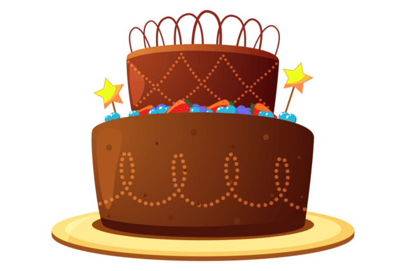 Chocolate Cake. Cartoon Party Celebratio