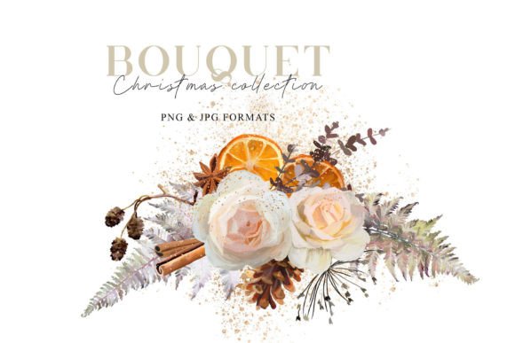 Christmas Bouquet Rose Flowers: A Digital Asset for Holiday Design