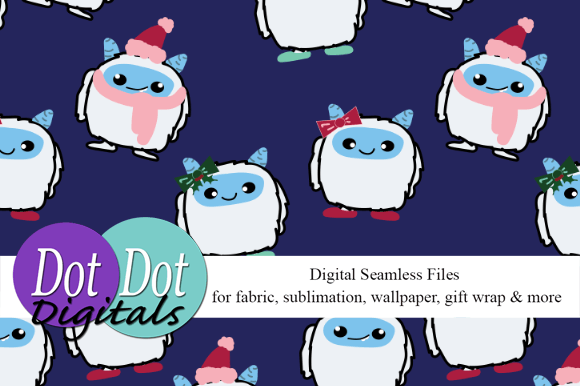 Cutest Little Yeti Seamless on Blue: A Versatile Digital Pattern for Creative Projects
