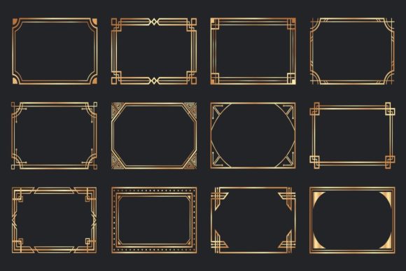 Golden Art Deco Frames: A Luxurious Design Asset for Modern Brands