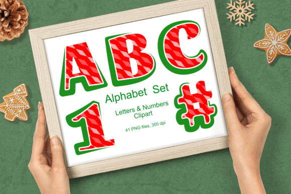 Green Red Geometric Pattern Alphabet Set