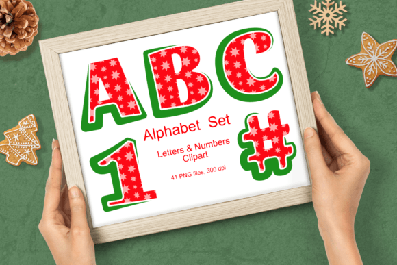 Green Red Xmas Stars Alphabet Clipart: Elevating Festive Design with Precision and Style