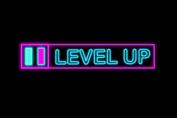 Level Up Lettering Neon Sign Font