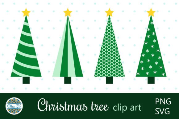 Modern Christmas Tree SVG PNG Clip Art Collection