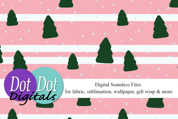 Pastel Red Pink Stripes with Trees