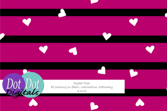 Pink Black Stripes White Heart Seamless