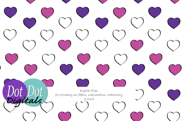 Pink Purple Hearts on White Seamless