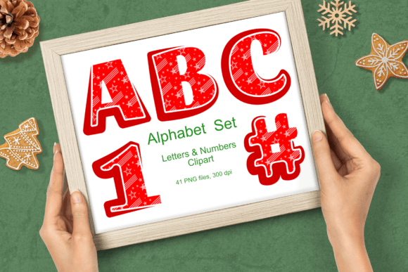 Red Monochrome Star Pattern Alphabet Set