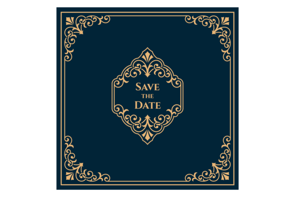 Square Invitation Card Template. Golden: Elevating Your Event Design with Elegant Foliage