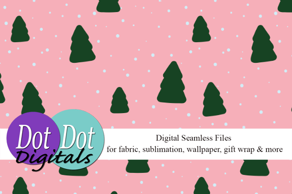 Trees and Snow on Pink Seamless Repeat