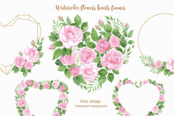 Watercolor Flowers Hearts Frames: The Romantic Touch for Your Next Design Project