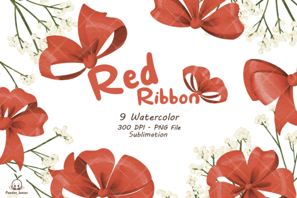 Watercolor Red Ribbon PNG Sublimation
