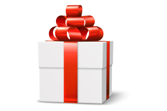 White Box with Red Bow. Realistic Satin