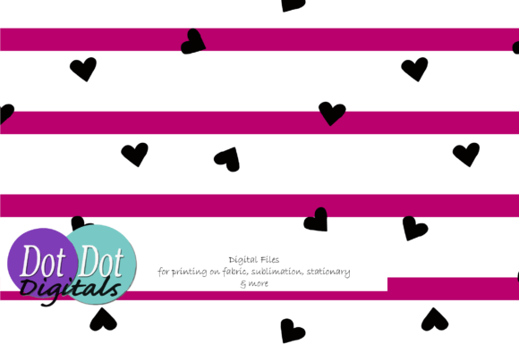 White Pink Stripes Black Hearts Seamless