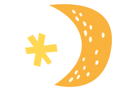 Yellow Star and Crescent in Cute Child D